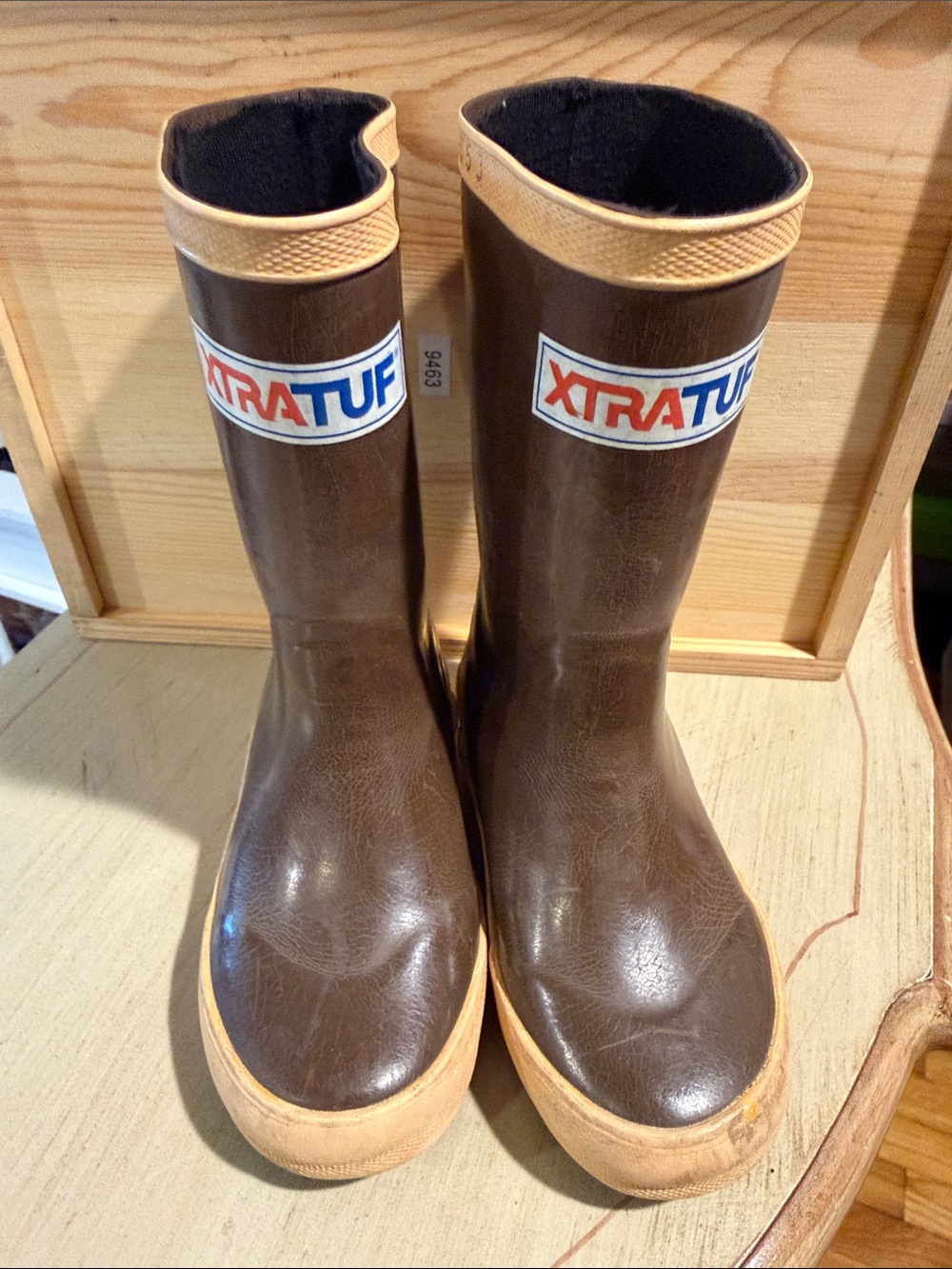 Kids Brown Rain Boots with Tan Trim